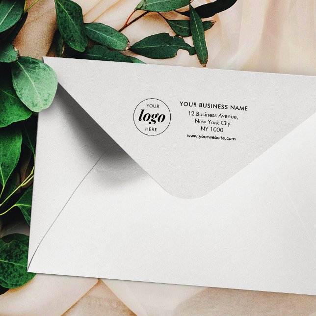 Business Logo Address Minimalist Professional Self-inking Stamp (Minimalist business logo address stamp with your company name and website)