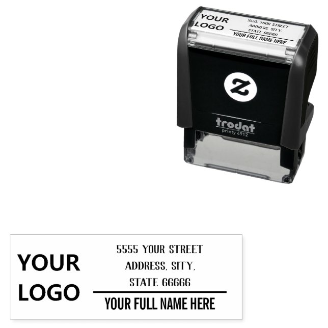 Business Logo Address Self-inking Stamp Example (In Situ)