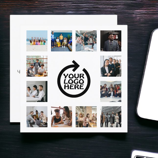Business Logo and 12 Photo Template Personalised  (Business Logo and 12 Photo Template Personalized square cards from Ricaso.  advertise, promote, )
