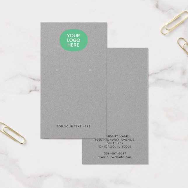 Business Logo and Address Earrings Display Card (Office)