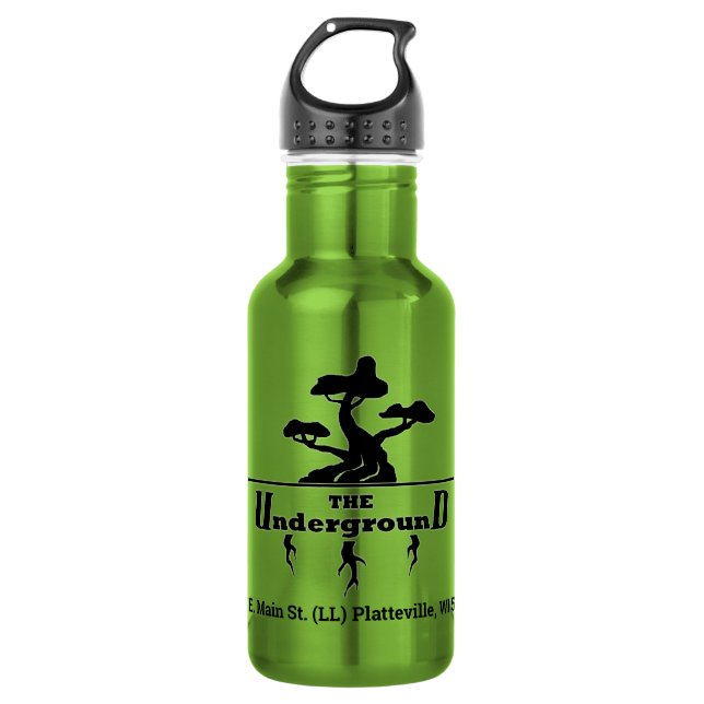 Business Logo and Address Lime Green 532 Ml Water Bottle (Front)