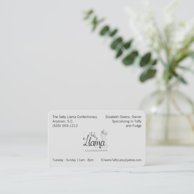 Business Logo and Information Custom 8 line Card (Standing Front)