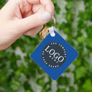 Business Logo and QR Code Company Employees Blue Key Ring