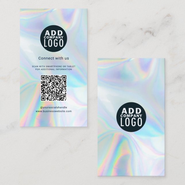 Business Logo and QR Code DIY Coworker Holographic Business Card (Front/Back)