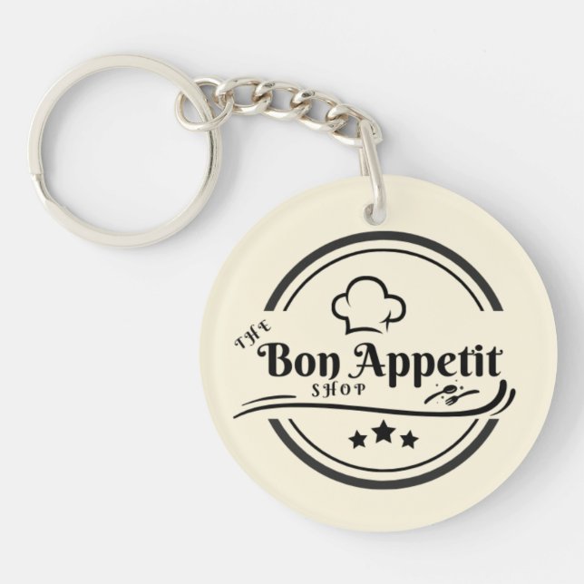 Business Logo and QR Code Double-Sided Key Ring (Front)