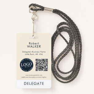 Business Logo and QR Code Event Attendee Custom ID ID Badge