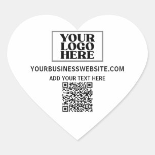 Business Logo and QR Code Heart Sticker