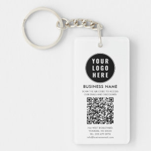 Business Logo and QR Code Modern Key Ring