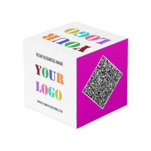 Business Logo and QR Code Promotional Cube Example
