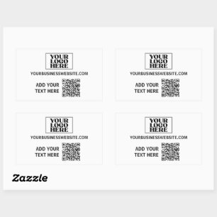 Business Logo and QR Code Rectangular Sticker