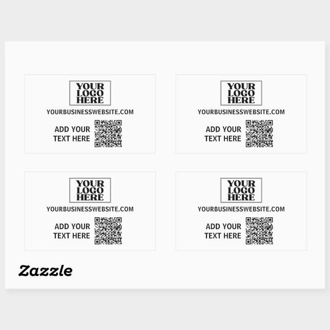 Business Logo and QR Code Rectangular Sticker (Sheet)