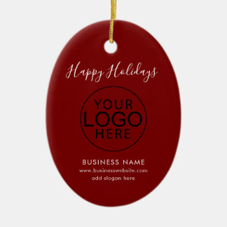 Business Logo and QR Code Script Festive Christmas Ceramic Ornament