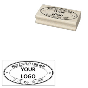 Business Logo and Text Oval Rubber Stamp Example