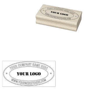 Business Logo and Text Oval Rubber Stamp Template