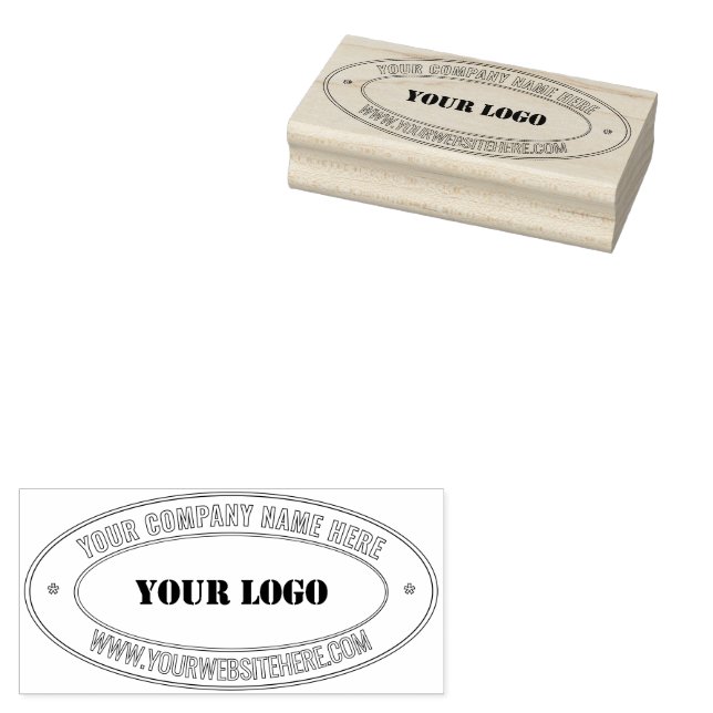 Business Logo and Text Oval Rubber Stamp Template (Stamped)