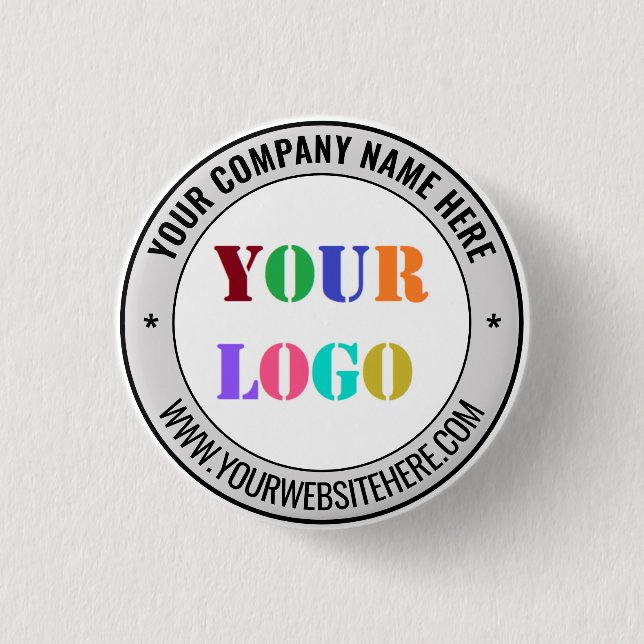 Business Logo and Text Promotional Button Template (Front)