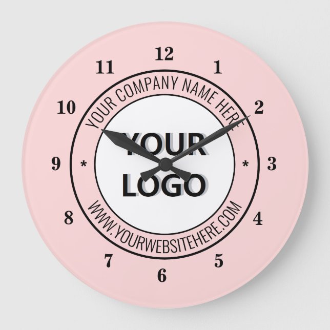 Business Logo and Text Your Company Wall Clock (Front)