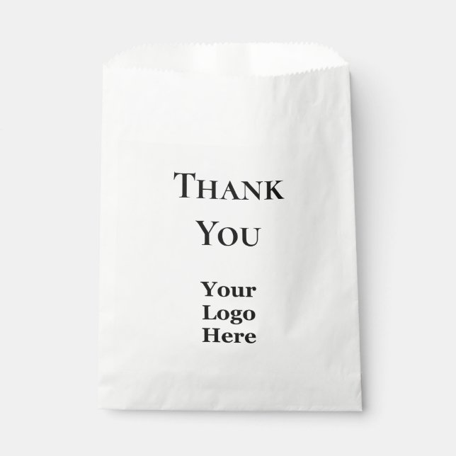 Business Logo and Thank You Black & White Template Favour Bag (Front)