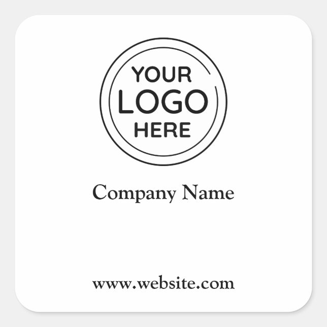 Business Logo and Web Address Square Sticker (Front)
