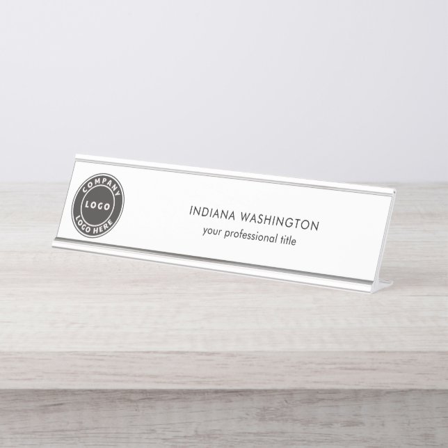 Business Logo and Website Professional Desk Name Plate (Front)