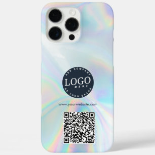 Business Logo and Website QR Code Holographic iPhone 16 Pro Max Case