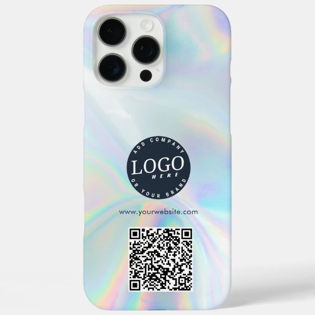 Business Logo and Website QR Code Holographic Case-Mate iPhone Case (Back)
