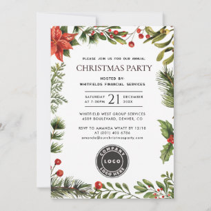Business Logo Annual Corporate Christmas Party Invitation