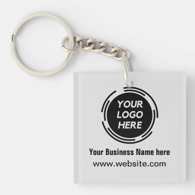 Business Logo Basic Employee Staff Keychain (Front)