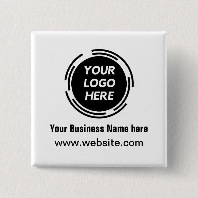 Business Logo Basic Employee Staff Name 15 Cm Square Badge (Front)