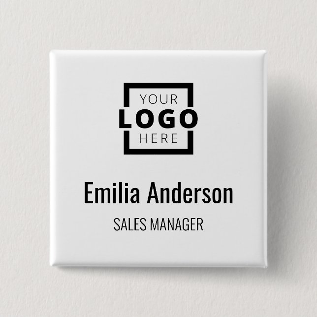 Business Logo Basic Employee Staff Name Badge (Front)