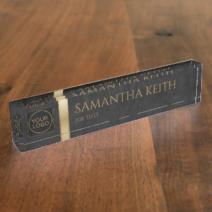 Business Logo Black and Golden  Nameplate