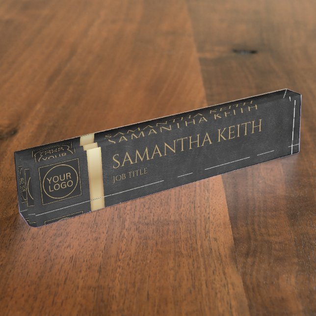 Business Logo Black and Golden  Nameplate (Side)