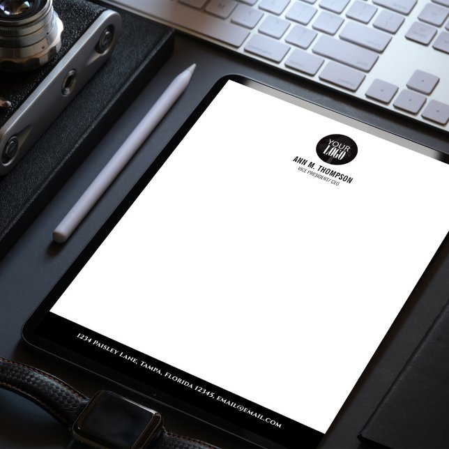 Business Logo Black and White Simple Custom Letterhead (Creator Uploaded)