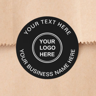 Business Logo Black Classic Round Sticker