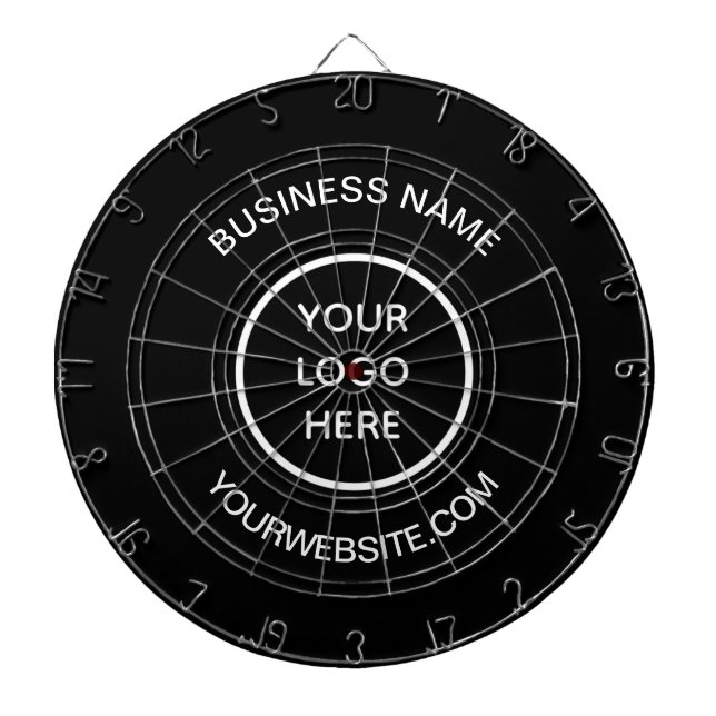 Business Logo Black Company Promotional Modern Dartboard (Front)