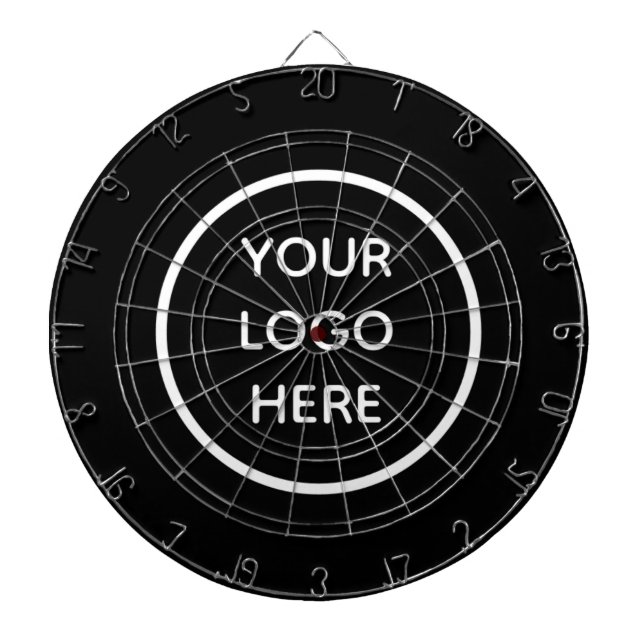 Business Logo Black Company Promotional Modern Dartboard (Front)