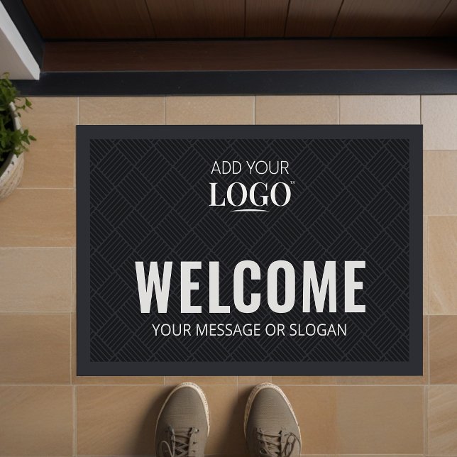 Business Logo Black Corporate Diamond Pattern Doormat (Creator Uploaded)