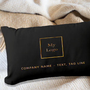 Business logo black gold elegant lumbar cushion