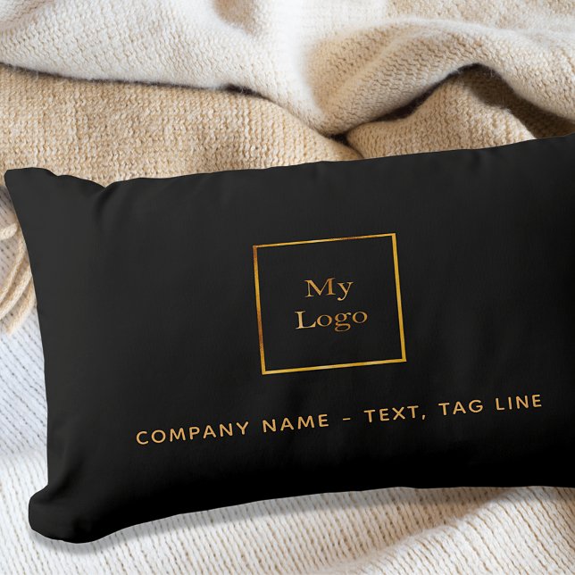 Business logo black gold elegant lumbar cushion (Creator Uploaded)