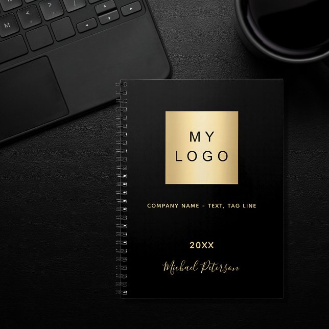 Business logo black gold elegant monogram notebook (Creator Uploaded)