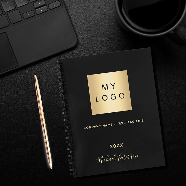 Business logo black gold monogram notebook (Creator Uploaded)