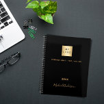 Business logo black gold name elegant 2025 planner<br><div class="desc">A stylish,  classic black background.  Personalise and add your business,  company logo,  a text,  year and personal name.  Golden letters.  If you want it without text,  use your back-space key to delete.</div>