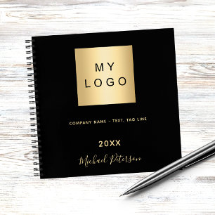 Business logo black gold name signature notebook
