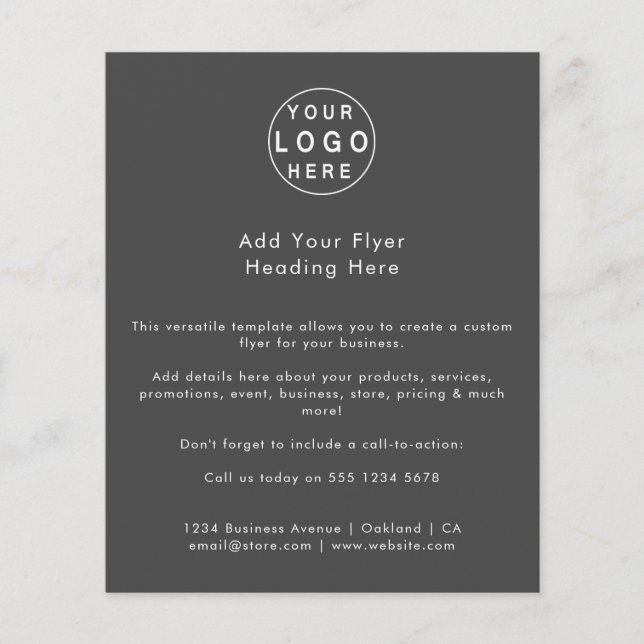 Business Logo | Black Minimalist Promotional Flyer (Front)