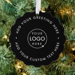Business Logo | Black Modern Minimalist Christmas Tree Decoration Card<br><div class="desc">Simple,  stylish custom black business logo round christmas ornament in a modern minimalist style. You can easily add your company logo and custom text (eg. happy holidays or merry christmas) for the perfect holiday promotional favour with a corporate professional feel. #logo #business #christmas #ornament</div>