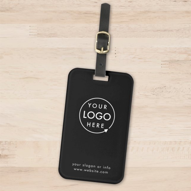 Business Logo | Black Modern Professional Travel Luggage Tag