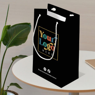 Business Logo Black Promotional Paper Small Gift Bag