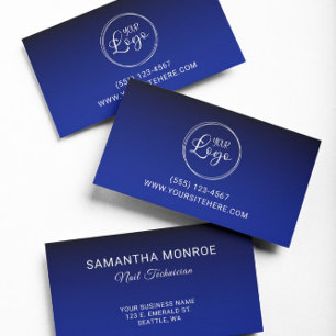 Business Logo Black Royal Blue Gradient Card