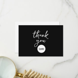 Business Logo Black Thank You Card
