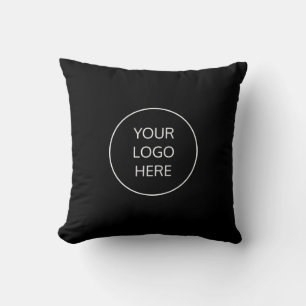Business Logo Black Throw Pillow